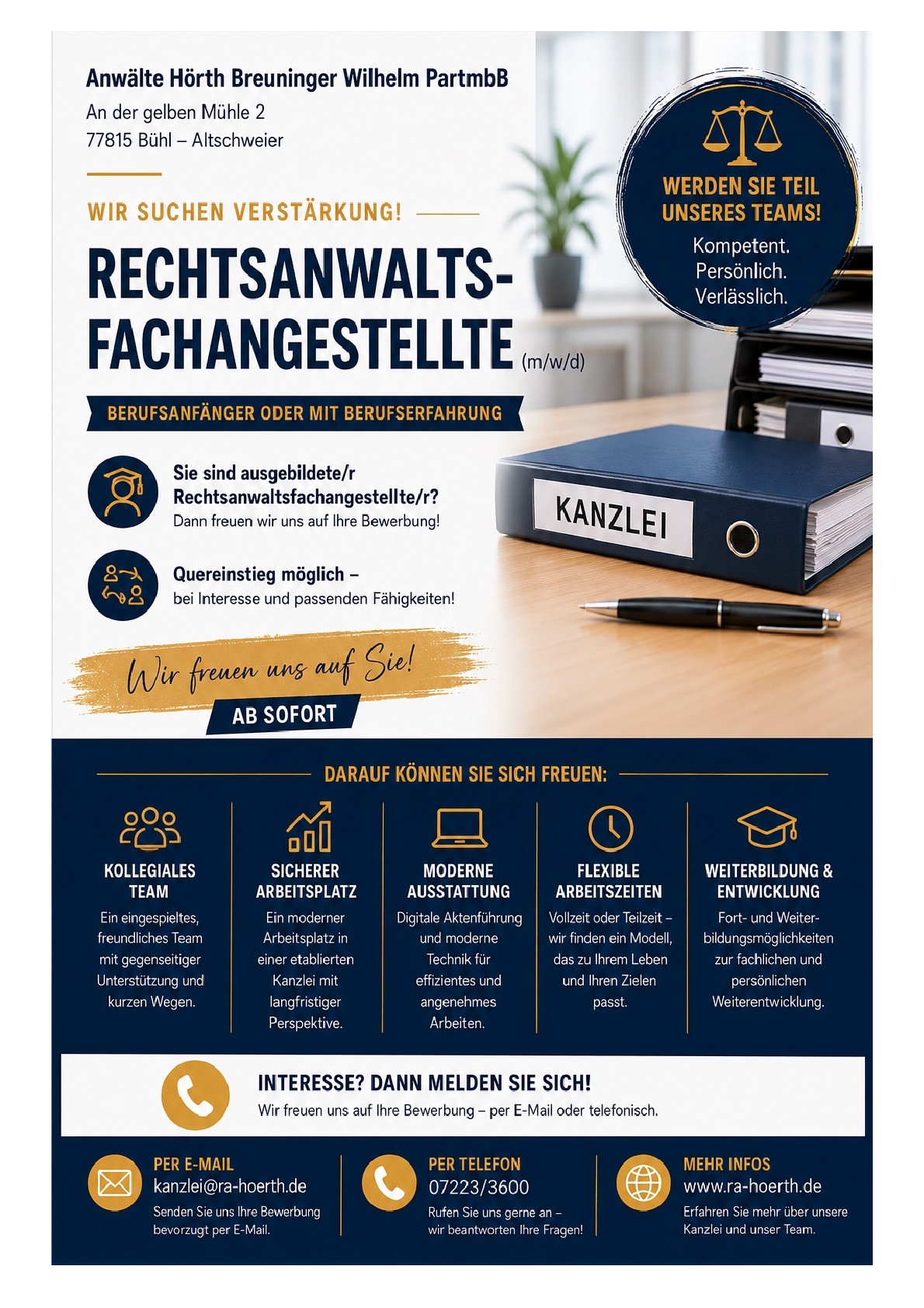 Stellenanzeige Rechtsanwaltsfachangestellte